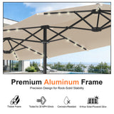 Patioslife Aegis Premium 4.6m Motorized Cantilever Patio Umbrella — Double-Sided, Remote Control, UPF 50+, Solar LED Lights & Windproof Frame