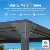 Patioslife Atlantic | 3 x 6m Contemporary Metal Pergola with Adjustable Roof Panels & LED Lighting System, Stylish Outdoor Shelter for Entertaining