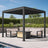Patioslife 3 x 3m charcoal aluminium pergola with adjustable louvers over a modern poolside sofa set on a patio