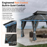Patioslife 3.0 x 3.65m Luxury Haven Coastal Hardtop Gazebo | Designed for Australian Outdoor Conditions with 120×120mm Aluminium Posts, Drainage Gutters, Double Vented Roof & Curtains