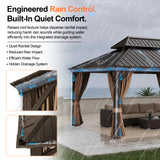 Patioslife 3.0 x 3.65m Luxury Haven Coastal Hardtop Gazebo | Designed for Australian Outdoor Conditions with 120×120mm Aluminium Posts, Drainage Gutters, Double Vented Roof & Curtains