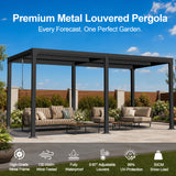 Patioslife Atlantic | Metal Louvred Pergola with Adjustable Roof & Ambient LED Lighting, Freestanding Alfresco Shelter for Patio, Deck & Poolside