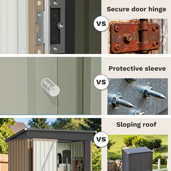 Patioslife Metal Garden Shed – Galvanised Steel Outdoor Storage Shed, All-Weather Backyard Storage Unit