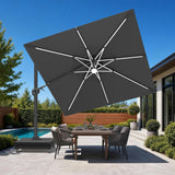Patioslife Aegis Signature Rotating Cantilever Patio Umbrella with Adjustable Tilt | Large Outdoor Shade Umbrella for Garden, Deck & Poolside,  Includes Free Premium Cover