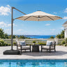 Patioslife Aegis Pro All-in-One Shade Round Cantilever Patio Umbrella with solar LED lights | Premium Cover | Large Base