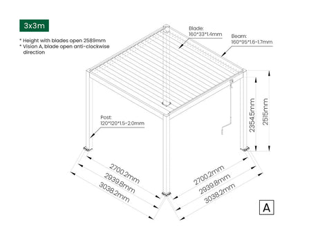 Patioslife Atlantic™ | Manual Freestanding Louvre Roof – All-Weather Aluminium Shelter for Decks, Patios & Poolsides