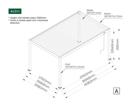 Patioslife Atlantic™ | Manual Freestanding Louvre Roof – All-Weather Aluminium Shelter for Decks, Patios & Poolsides