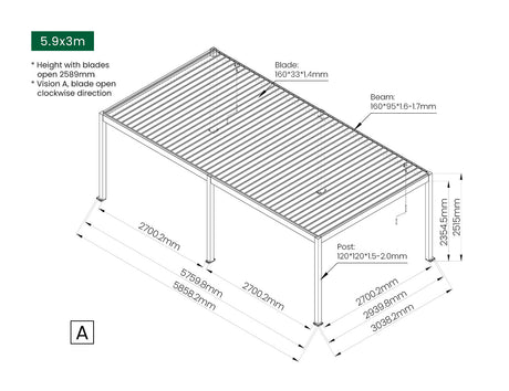 Patioslife Atlantic™ | Manual Freestanding Louvre Roof – All-Weather Aluminium Shelter for Decks, Patios & Poolsides