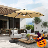 Patioslife Aegis Pro™ All-in-One Shade Round Cantilever Patio Umbrella with solar LED lights | Premium Cover | Large Base