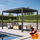 Patioslife Atlantic™ | 3 x 4m Heavy-Duty Aluminium Louvered Pergola with Integrated LED Lights, Freestanding Weatherproof Pavilion for Backyard & Poolside