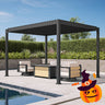 Patioslife Atlantic™ | 3 x 4m Heavy-Duty Aluminium Louvered Pergola with Integrated LED Lights, Freestanding Weatherproof Pavilion for Backyard & Poolside