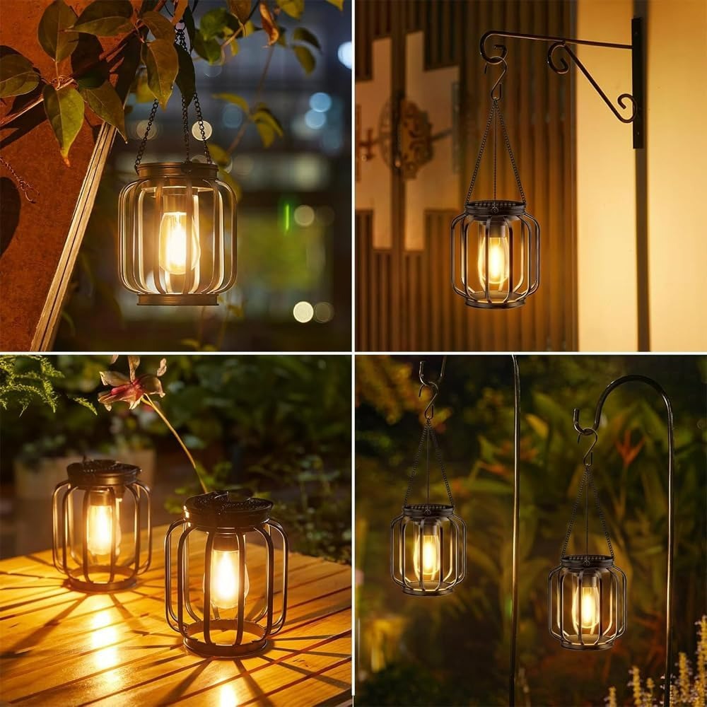 Solar Outdoor Lights Hanging Lantern, Waterproof Metal Outdoor for Garden Yard Gazebo Patio Pathway