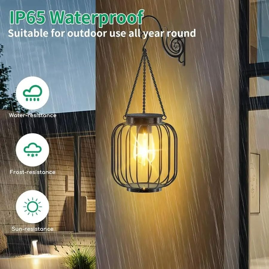 Solar Outdoor Lights Hanging Lantern, Waterproof Metal Outdoor for Garden Yard Gazebo Patio Pathway