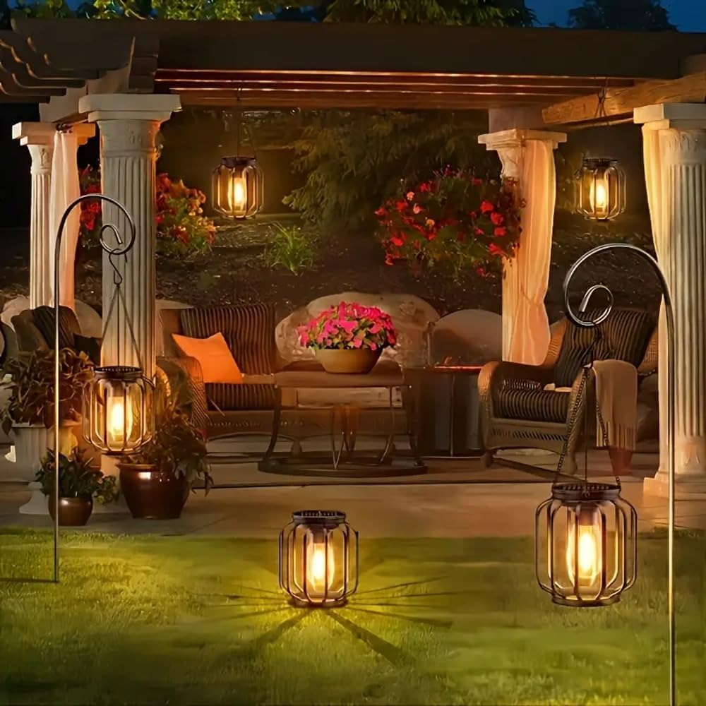 Solar Outdoor Lights Hanging Lantern, Waterproof Metal Outdoor for Garden Yard Gazebo Patio Pathway
