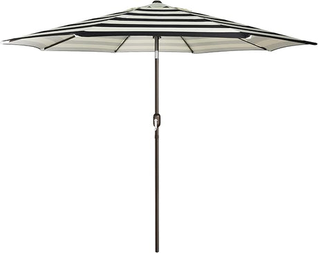Patioslife Market Breeze Outdoor Umbrella 2.0 Black and Ivory Stripe Patio Umbrella for Poolside and Alfresco Dining
