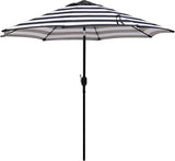 Patioslife Market Breeze Outdoor Umbrella 2.0 Black and White Stripe 8 Rib Umbrella with Crank and Tilt Design