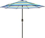 Patioslife Market Breeze Outdoor Umbrella 2.0 Blue and Green Stripe Patio Umbrella for Garden and Pool Shade