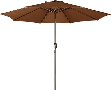 Patioslife Market Breeze Outdoor Umbrella 2.0 Brown Patio Umbrella with 8 Rib Frame for Backyard Shade