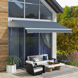 Retractable Awning Manual Crank, 2.5M x 2M, UV-Resistant Water-Repellent Canopy, Aluminum Frame for Balcony, Deck & Patio Use