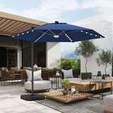 Patioslife Aegis Pro Round Cantilever Patio Umbrella Navy Blue with Solar LED Lights for Australian Patio Shade