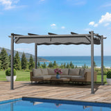 Patioslife 3x4m Retractable Pergola Charcoal Canopy Grey Frame for Australian Poolside Deck