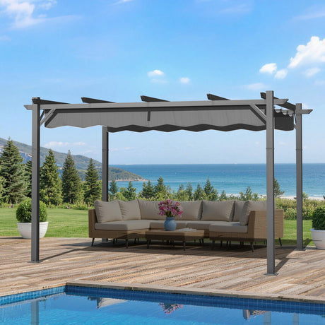 Patioslife 3x4m Retractable Pergola Charcoal Canopy Grey Frame for Australian Poolside Deck