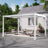 Patioslife 3 x 4m white heavy-duty aluminium louvered pergola beside a house with outdoor chairs and patio table