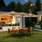 Patioslife Aegis Premium 4.6m Motorized Cantilever Patio Umbrella — Double-Sided, Remote Control, UPF 50+, Solar LED Lights & Windproof Frame