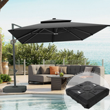 Patioslife 3x3m Aegis Pro Cantilever Umbrella Black with Heavy Duty Base for Australian Poolside Shade
