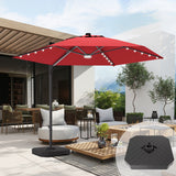 Patioslife Aegis Pro Round Cantilever Patio Umbrella Burgundy with Large Base for Australian Backyard Patioontro,Space Definition,LED,lights,red