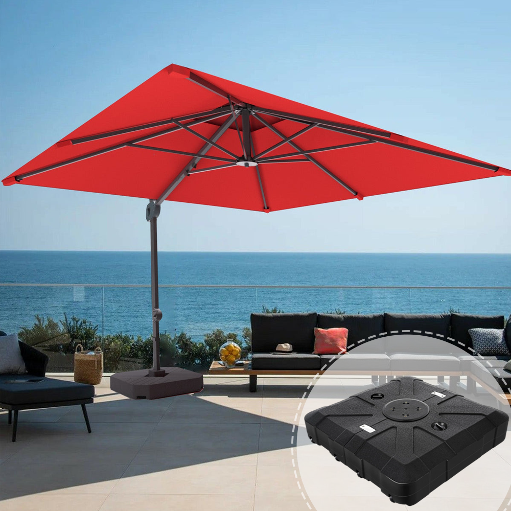 Patioslife 3x3m Aegis Pro Cantilever Umbrella Burgundy with Heavy Duty Base for Australian Seaside Patio