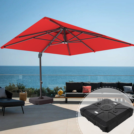 Patioslife 3x3m Aegis Pro Cantilever Umbrella Burgundy with Heavy Duty Base for Australian Seaside Patio