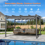 Patioslife Retractable Pergola Charcoal Canopy Grey Frame for Australian Poolside Patio