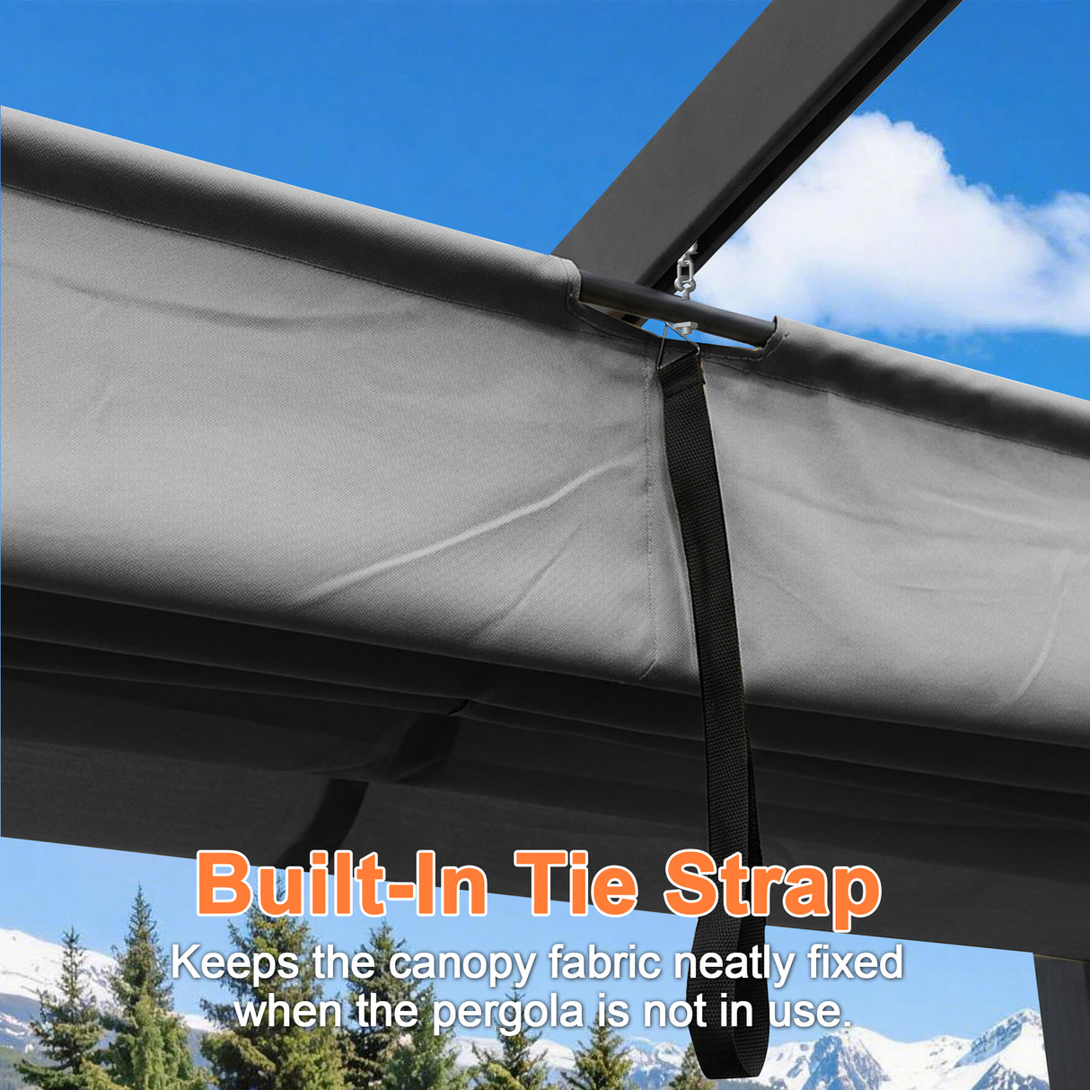 Patioslife Retractable Pergola Charcoal Canopy Built In Tie Strap for Australian Outdoor Shade