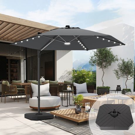 Patioslife Aegis Pro Round Cantilever Patio Umbrella Dark Grey with Large Base for Australian Patio Lounge
