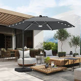 Patioslife Aegis Pro Round Cantilever Patio Umbrella Dark Grey with Solar LED Lights for Australian Poolside Lounge