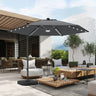 Patioslife Aegis Pro Round Cantilever Patio Umbrella Dark Grey with Solar LED Lights for Australian Poolside Lounge