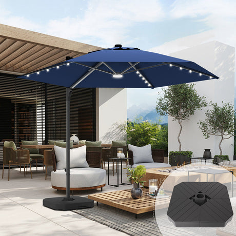 Patioslife Aegis Pro Round Cantilever Patio Umbrella Navy Blue with Large Base for Australian Patio Shade