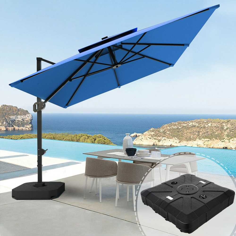 Patioslife 3x3m Aegis Pro Cantilever Umbrella Navy Blue with Heavy Duty Base for Australian Coastal Patio
