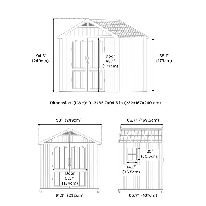 Patioslife Kick-it ProLock Garden Shed Product Dimensions with Floor for Outdoor Storage