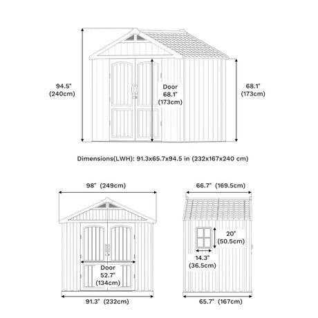 Patioslife Kick-it ProLock Garden Shed Product Dimensions with Floor for Outdoor Storage