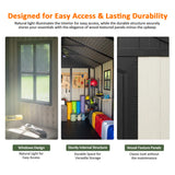 Patioslife Kick-it ProLock Garden Shed Window Design and Wood Texture Panels for Tool Storage