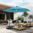 Patioslife Aegis Pro Round Cantilever Patio Umbrella Sky Blue with Solar LED Lights for Australian Poolside Patio