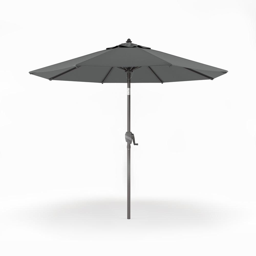 Patioslife Solara charcoal market umbrella with reinforced aluminium frame and UV-resistant canopy for garden and patio shade