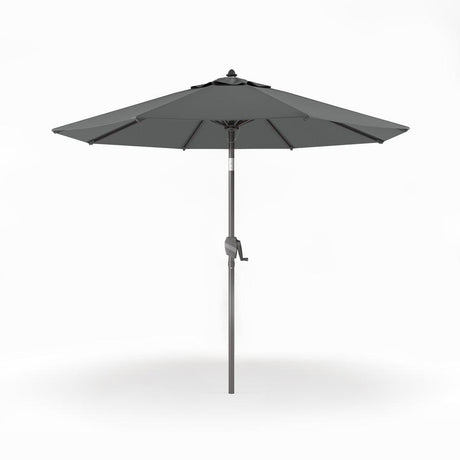 Patioslife Solara charcoal market umbrella with reinforced aluminium frame and UV-resistant canopy for garden and patio shade