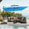 Patioslife 3x3m Aegis Pro Cantilever Umbrella Turquoise with Cross Base for Australian Poolside Shade