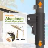 Patioslife Aegis Pro Round Cantilever Patio Umbrella Smooth Aluminium Crank Operation for Easy Outdoor Shade