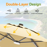 Patioslife Aegis Pro Round Cantilever Patio Umbrella Double Layer Canopy for UV Resistant Outdoor Shade