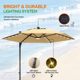 Patioslife Aegis Pro Round Cantilever Patio Umbrella Tan Solar LED Lighting System for Australian Patio Nightsace Definition,LED,lights