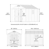 Premium Garden Shed with Floor Patioslife Kick-it ProLock™ Tool-Free Snap-Lock Resin – Weatherproof Outdoor Storage Shed with Floor, UV Resistant, Lockable Backyard Tool Shed for Tools, Bikes & Lawn Mower